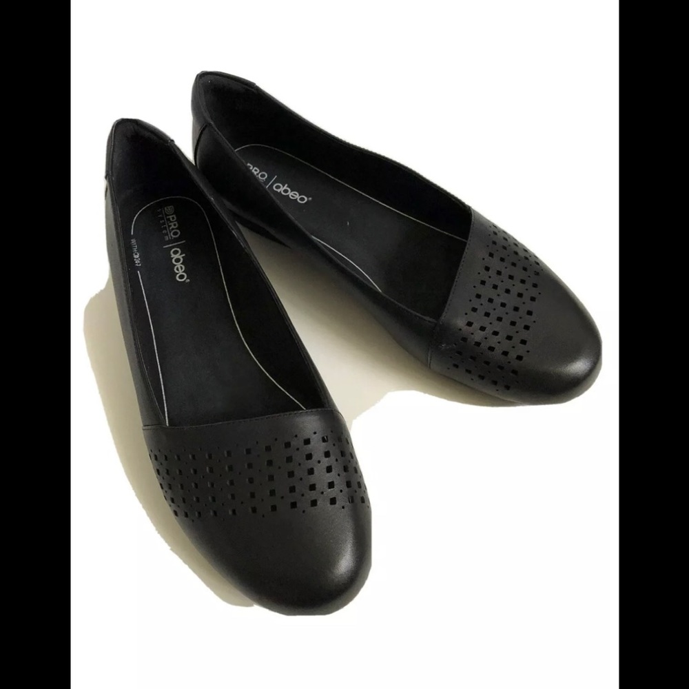 Abeo Fleur Pro 24/7 Black Leather Flat Size 10